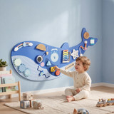 Montessori busy board u obliku kita, 13 aktivnosti, drveni, plavi