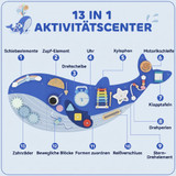 Montessori busy board u obliku kita, 13 aktivnosti, drveni, plavi