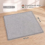 Podloga za igru i puzanje za bebe 127 × 127 × 3 cm, svijetlosiva