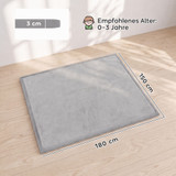Podloga za puzanje debljine 3 cm 150 × 180 cm, svijetlosiva