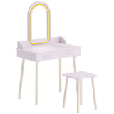 Dječiji toaletni stol s tabureom i LED ogledalom 60 × 36 × 100 cm, roza