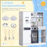 Dječija kuhinja sa sudoperom s kruženjem vode, svjetlom i zvukom, bijela