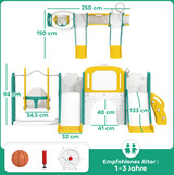 Set s 2 tobogana i ljuljačkom 9 u 1 za malu djecu, žuto-zeleni