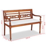 Batavia klupa s jastucima 120 cm tikovina Batavia klupa s jastucima 120 cm tikovina