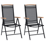 Vrtne Sklopive Stolice 2 kom Aluminijske 58x65x109 cm Crne Vrtne Sklopive Stolice 2 kom Aluminijske 58x65x109 cm Crne