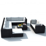 Vrtni Sofa Set 32 Kom Poli Ratan Crni