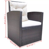 18-Dijelni Vrtni Blagovaonski Set od Poliratana Smeđi