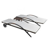 Ležaljka za sunčanje sa stolom poliratan smeđa Ležaljka za sunčanje sa stolom poliratan smeđa