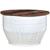 Stolić za kavu od masivnog obnovljenog drva bijeli oblik bačve