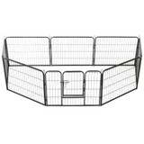 Ograda za pse s 8 ploča od čelika 60 x 80 cm crna