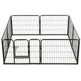 Ograda za pse s 8 ploča od čelika 60 x 80 cm crna