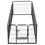 Ograda za pse s 8 ploča od čelika 60 x 80 cm crna