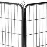 Ograda za pse s 8 ploča od čelika 60 x 80 cm crna