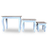 Trodijelni set uklapajućih stolića od masivnog recikliranog drva