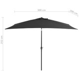 Vrtni suncobran s metalnom šipkom 300 x 200 cm antracit Vrtni suncobran s metalnom šipkom 300 x 200 cm antracit