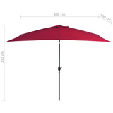 Vrtni suncobran s metalnom šipkom 300 x 200 cm bordo Vrtni suncobran s metalnom šipkom 300 x 200 cm bordo