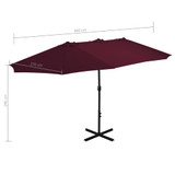 Vrtni suncobran s aluminijskom šipkom 460 x 270 cm bordo Vrtni suncobran s aluminijskom šipkom 460 x 270 cm bordo