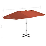 Vrtni suncobran s aluminijskom šipkom 460 x 270 cm boja cigle Vrtni suncobran s aluminijskom šipkom 460 x 270 cm boja cigle