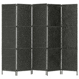 Sobna pregrada s 5 panela crna 193 x 160 cm od vodenog zumbula Sobna pregrada s 5 panela crna 193 x 160 cm od vodenog zumbula