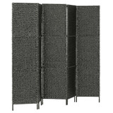 Sobna pregrada s 5 panela crna 193 x 160 cm od vodenog zumbula Sobna pregrada s 5 panela crna 193 x 160 cm od vodenog zumbula