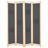 Sobna pregrada s 4 panela od tkanine 160 x 170 x 4 cm siva Sobna pregrada s 4 panela od tkanine 160 x 170 x 4 cm siva