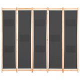 Sobna pregrada s 5 panela od tkanine 200 x 170 x 4 cm siva Sobna pregrada s 5 panela od tkanine 200 x 170 x 4 cm siva