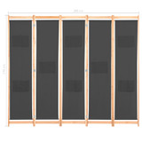 Sobna pregrada s 5 panela od tkanine 200 x 170 x 4 cm siva Sobna pregrada s 5 panela od tkanine 200 x 170 x 4 cm siva