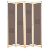 Sobna pregrada s 4 panela od tkanine 160 x 170 x 4 cm smeđa Sobna pregrada s 4 panela od tkanine 160 x 170 x 4 cm smeđa