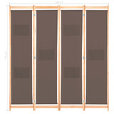 Sobna pregrada s 4 panela od tkanine 160 x 170 x 4 cm smeđa Sobna pregrada s 4 panela od tkanine 160 x 170 x 4 cm smeđa
