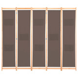 Sobna pregrada s 5 panela od tkanine 200 x 170 x 4 cm smeđa Sobna pregrada s 5 panela od tkanine 200 x 170 x 4 cm smeđa