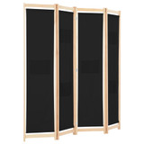 Sobna pregrada s 4 panela od tkanine 160 x 170 x 4 cm crna Sobna pregrada s 4 panela od tkanine 160 x 170 x 4 cm crna