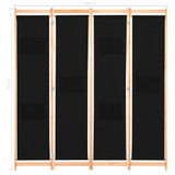 Sobna pregrada s 4 panela od tkanine 160 x 170 x 4 cm crna Sobna pregrada s 4 panela od tkanine 160 x 170 x 4 cm crna