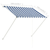 Tenda na uvlačenje 150 x 150 cm plavo-bijela