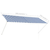 Tenda na uvlačenje 300 x 150 cm plavo-bijela