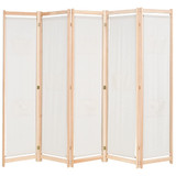 Sobna pregrada s 5 panela od tkanine 200 x 170 x 4 cm krem Sobna pregrada s 5 panela od tkanine 200 x 170 x 4 cm krem
