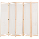 Sobna pregrada s 5 panela od tkanine 200 x 170 x 4 cm krem Sobna pregrada s 5 panela od tkanine 200 x 170 x 4 cm krem