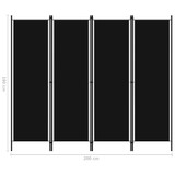 Sobna pregrada s 4 panela crna 200 x 180 cm Sobna pregrada s 4 panela crna 200 x 180 cm