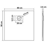Kada za tuš SMC crna 90 x 80 cm Kada za tuš SMC crna 90 x 80 cm