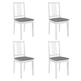 vidaXL Blagovaonske stolice od masivnog drva s jastucima 4 kom bijele