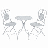 3-dijelni bistro set čelični sivo bijeli
