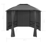 Vrtni šator sa zavjesama šesterokutni 360 x 265 cm