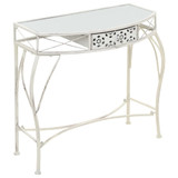 Bočni stolić u francuskom stilu metalni 82 x 39 x 76 cm bijeli Bočni stolić u francuskom stilu metalni 82 x 39 x 76 cm bijeli