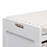 Klupa za hodnik bijela 70 x 33,5 x 45 cm od drva paulovnije Klupa za hodnik bijela 70 x 33,5 x 45 cm od drva paulovnije