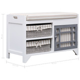 Klupa za hodnik bijela 70 x 33,5 x 45 cm od drva paulovnije Klupa za hodnik bijela 70 x 33,5 x 45 cm od drva paulovnije