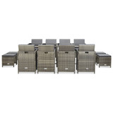 13-dijelni vrtni blagovaonski set od poliratana sivi