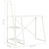 Radni stol s policama bijeli 102 x 50 x 117 cm