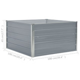 Povišena vrtna gredica 100 x 100 x 45 cm pocinčani čelik siva