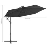 Konzolni suncobran s aluminijskom šipkom 300 cm crni Konzolni suncobran s aluminijskom šipkom 300 cm crni