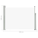 Uvlačiva bočna tenda za terasu 100 x 500 cm krem