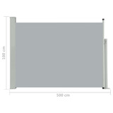 Uvlačiva bočna tenda za terasu 100 x 500 cm siva